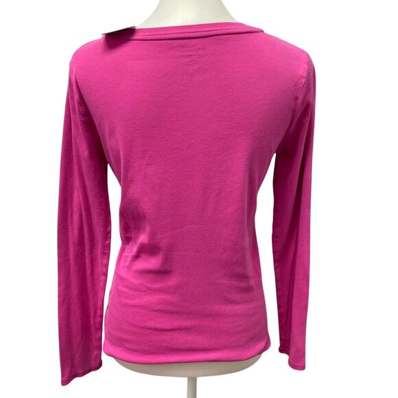 Hand Printed Upcycled Medium Black Lab Dog Puppy Long Sleeve V-Neck Tee - Picture 5 of 6